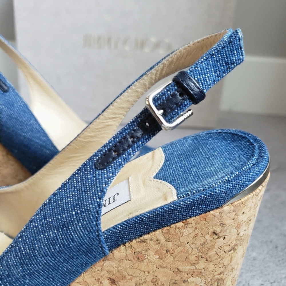 Jimmy Choo Denim Amery 105 Sz 38 - Picture 9 of 12